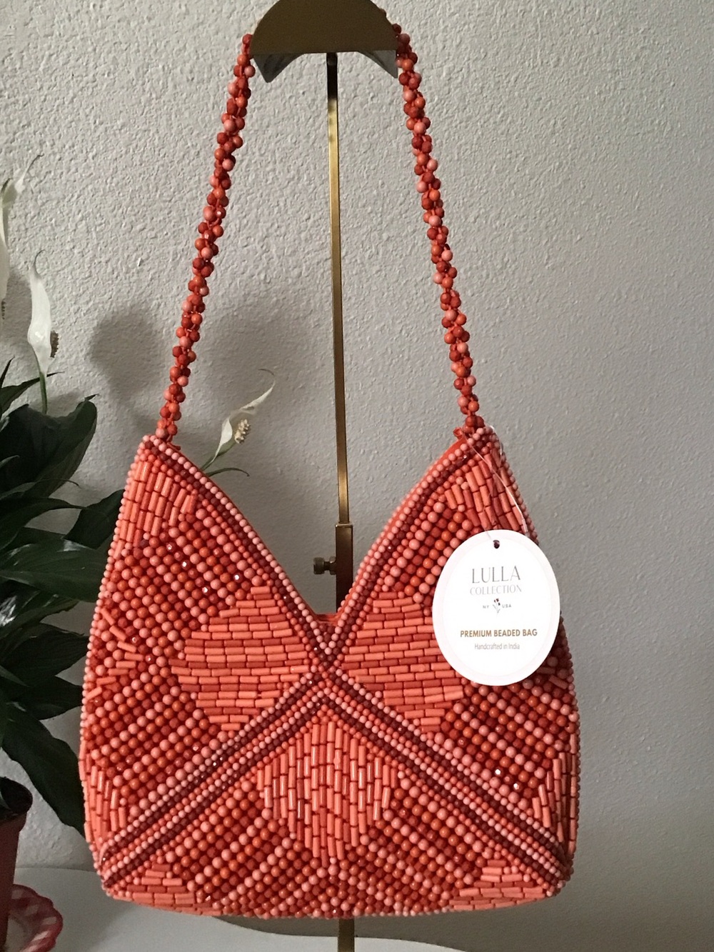 Lulla Collection Coral Beaded Shoulder Bag